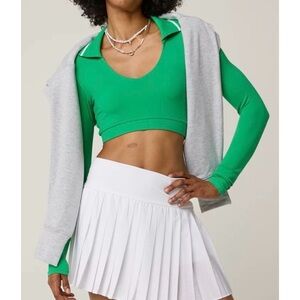 Offline By Aerie Real Me Long Sleeve Polo T-Shirt Green